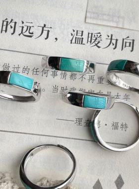 男女纯银时尚个性玉石单身戒指