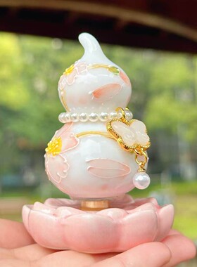 灵隐文创春日手绘陶瓷葫芦摆件