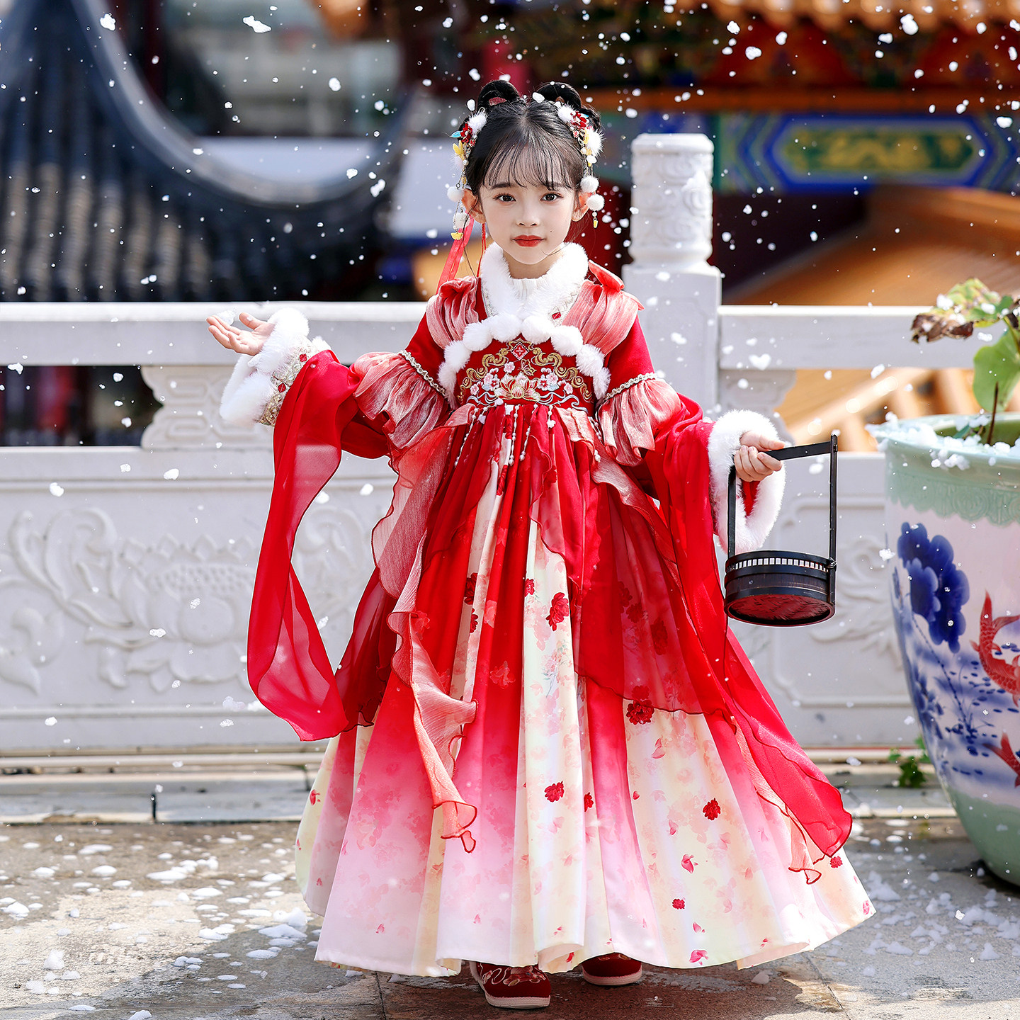 新年服装女童汉服2025新款冬装儿童拜年服连衣裙过年服红色裙子冬,淘宝优惠券,粉丝福利购,淘宝优惠卷