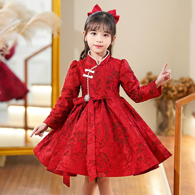 女童连衣裙2025新款冬儿童公主裙拜年服汉服红色新年衣服裙子冬装,淘宝优惠券,粉丝福利购,淘宝优惠卷