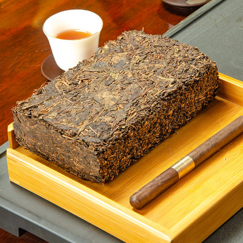湖南安化黑茶陈年老茯砖金花黑茶正宗茶叶正品一斤装砖茶安华黑茶 - 图1
