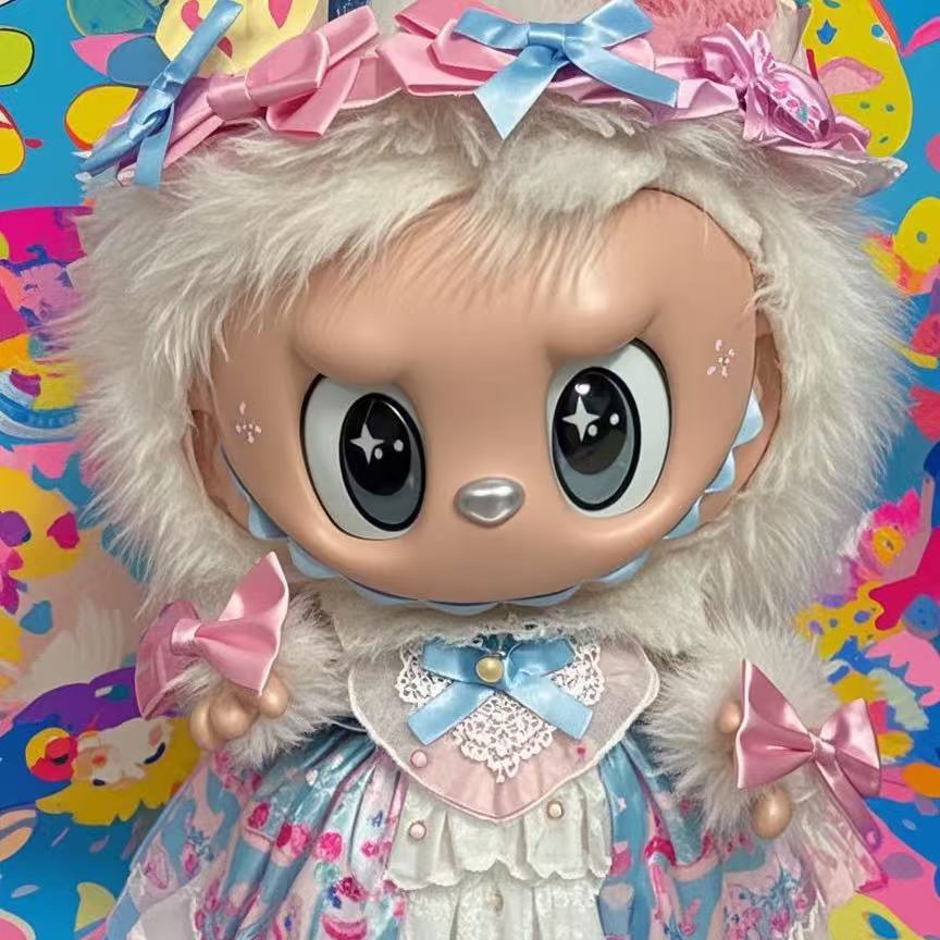 仅衣服38cm泡泡玛特labubu天使大首领夏日连衣裙公仔衣服潮玩穿搭 - 图3