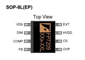 非同步可调LED驱动IC FP7209 工作电压5V-24V 固定工作频率150kHz - 图1