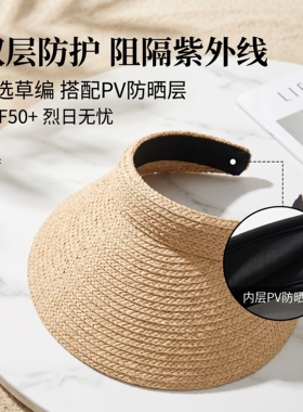 女士黑胶大帽檐时尚空顶帽遮阳帽