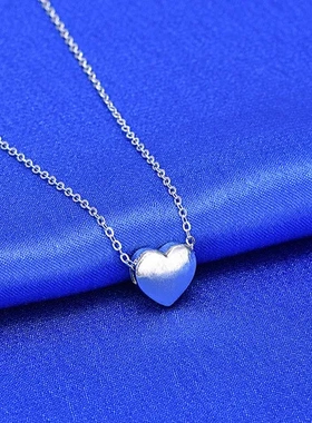 短链巧兰轩爱心韩版短链项链纯银拉丝女款磨砂锁骨银配饰手工