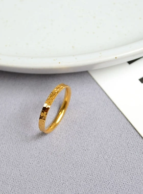 小众设计持久保色真空电镀闪耀切割龙鳞碎碎冰简约气质个性细戒指