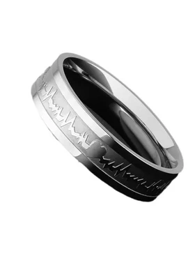 直销欧美钛钢时尚男戒指热销尾对戒情侣镀金指戒不锈钢心电图