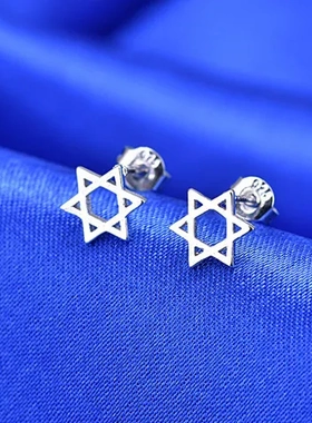 仿银锁骨链配饰女款项链六芒星简约吊坠巧兰轩套装时尚饰品日韩版