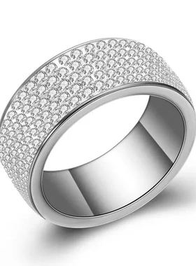 点钻钛钢简约戒指直销不锈钢女士婚戒镶钻5指环排钻带钻