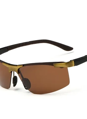 偏光铝镁合金驾驶镜复古太阳眼镜骑行眼镜墨镜克半框遮阳6033