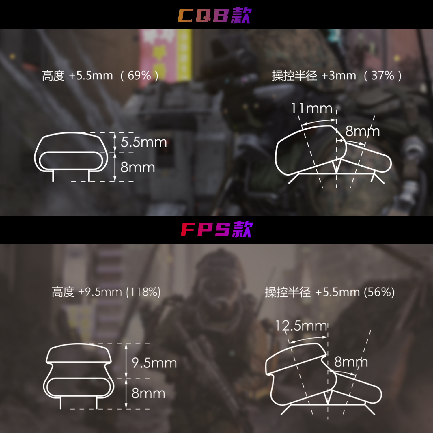 PS5/PS4/XBOX/NS-PRO手柄通用型游戏手柄增高摇杆帽 VANTAGE出品 - 图0