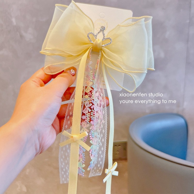 新款韩国流行黄系儿童发夹女童飘带波点女宝宝皇冠发卡蝴蝶结发绳,淘宝优惠券,粉丝福利购,淘宝优惠卷