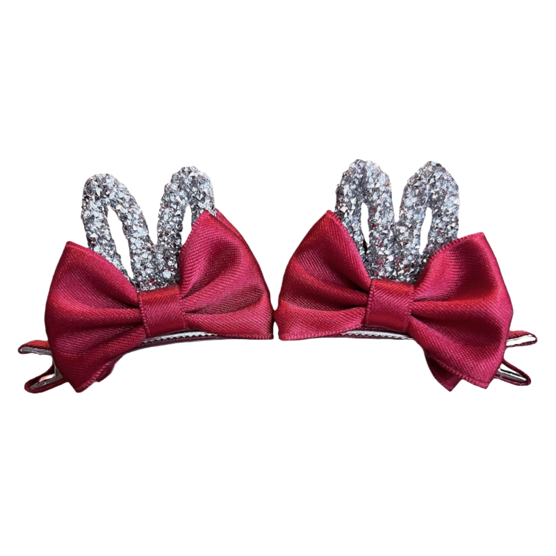 高级感红色闪亮女童可爱风发夹立体兔耳朵发卡宝宝蝴蝶结新年发饰,淘宝优惠券,粉丝福利购,淘宝优惠卷