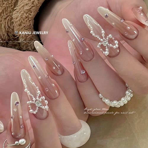 卡妞高品质立体珍珠美甲饰品高亮百搭不掉皮迷你圆形混装指甲装饰 - 图0