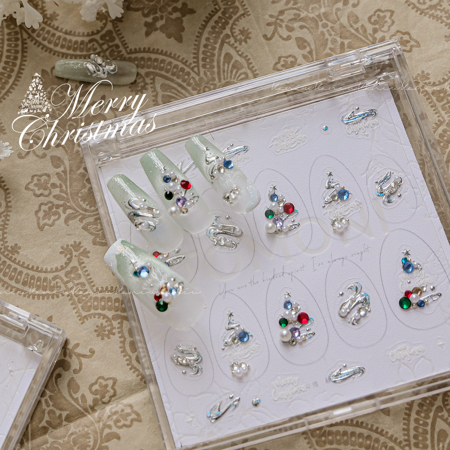 圣诞成品拼钻贴纸丨美甲珍珠锆石白色雪花星星亮片diy指甲装饰品,淘宝优惠券,粉丝福利购,淘宝优惠卷