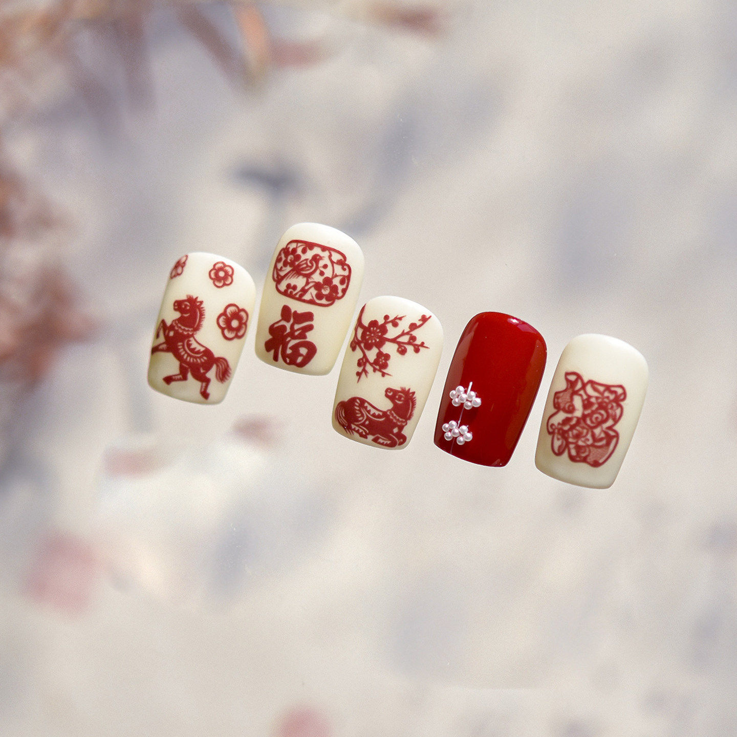 美甲新年红色剪纸2026马年喜庆吉祥暴富发财福字指甲装饰薄韧贴纸,淘宝优惠券,粉丝福利购,淘宝优惠卷