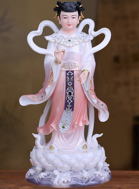 金童玉女汉白子像观音菩