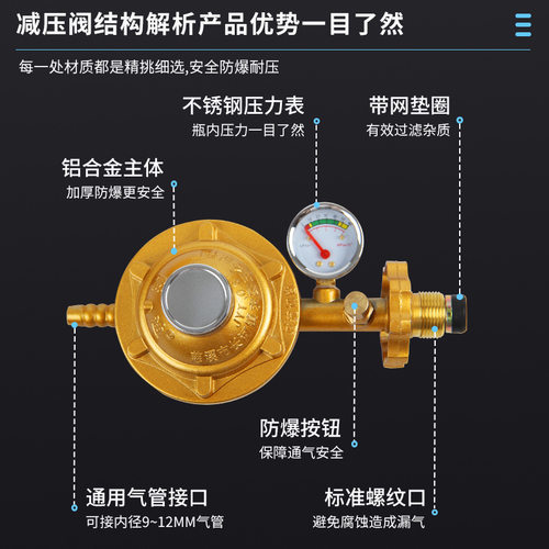 家用国标0.6防爆液化气减压阀煤气瓶自锁低压阀燃气热水器定压阀-图0