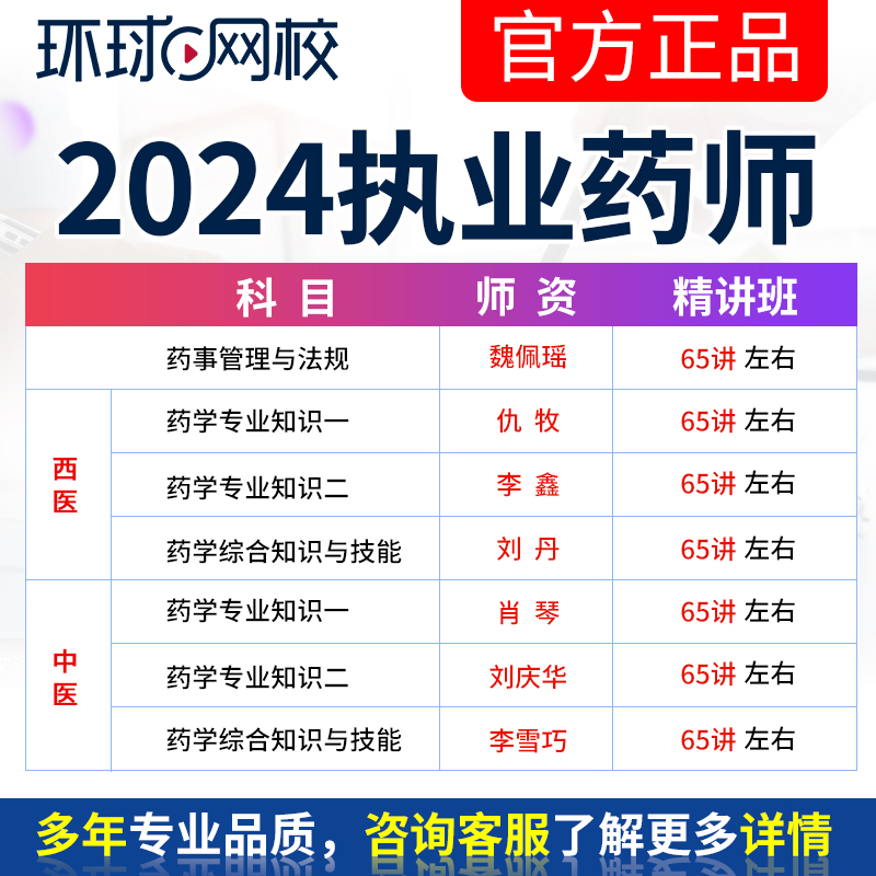 2024环球网校执业药师视频课件中药西药师教材精讲班题库历年真题 - 图1