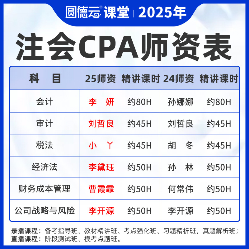 2025注册会计师CPA网课视频教材注会精讲课程真题库课件会计李妍
