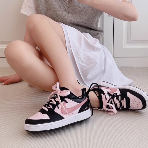 球鞋定制 Nike Court 霉霉黑粉解构粉墨秋冬 女子板鞋 - 图0