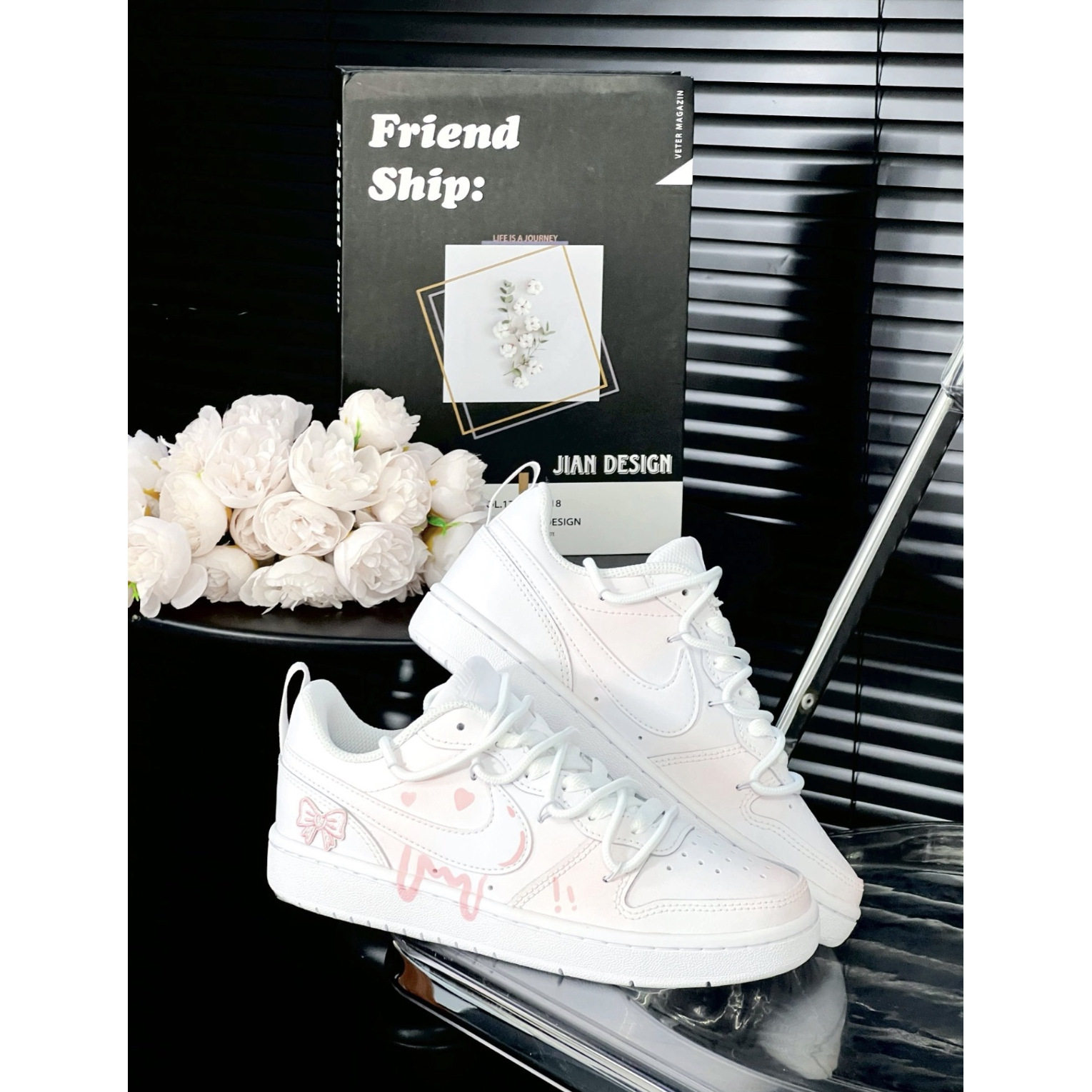 球鞋定制耐克Nike Court Borough Low樱花粉邂逅清新低帮少女板鞋,淘宝优惠券,粉丝福利购,淘宝优惠卷