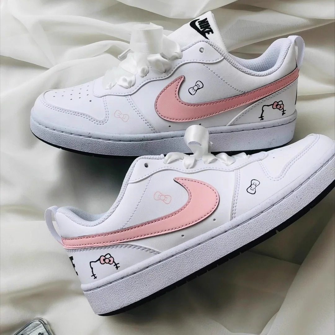 正品定制球鞋 Nike Court Borough 粉色猫咪温柔可爱清新低帮板鞋,淘宝优惠券,粉丝福利购,淘宝优惠卷