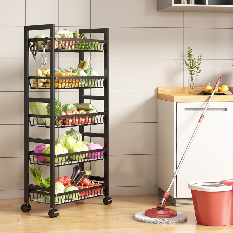 厨房菜篮子置物架多层落地储物架放果蔬菜架子小推车多功能收纳筐,淘宝优惠券,粉丝福利购,淘宝优惠卷