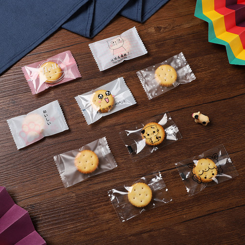 奶枣纽扣饼干袋100个雪花酥磨砂英文包装袋机封袋烘焙小号费南雪 - 图1