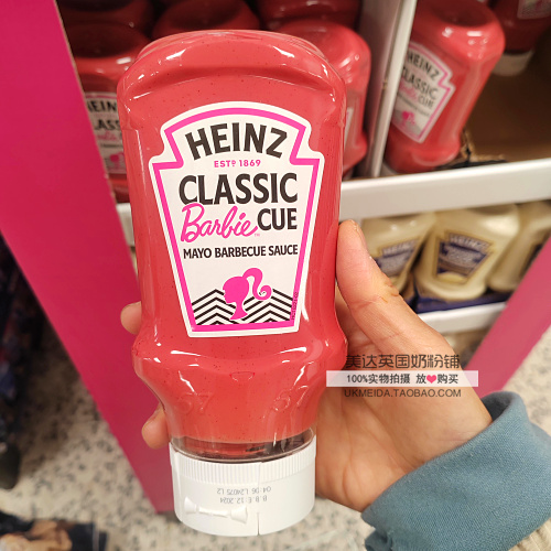 英国代购Heinz BarbieCUE亨氏经典芭比粉色蛋黄酱烧烤酱415ml - 图1