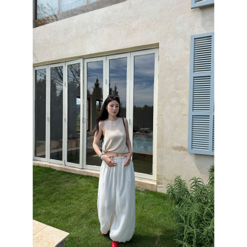 AFM定制亚麻棉三色背心夏外穿无袖上衣辣妹穿搭背心女内搭高级感 - 图0