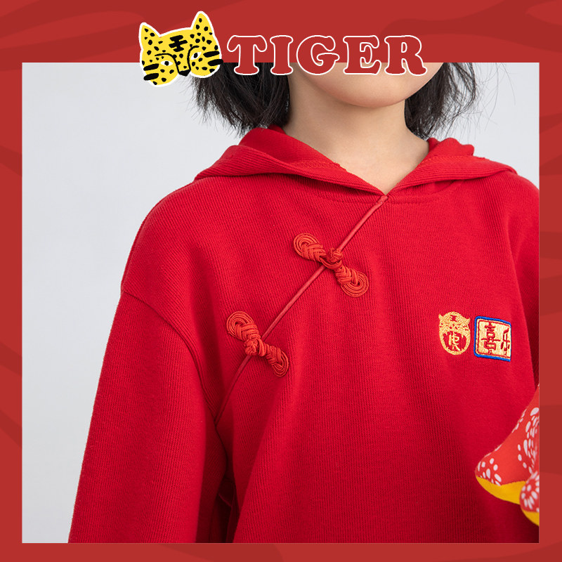 茵曼童装女童红色2022新款年服卫衣 茵曼童装卫衣/绒衫