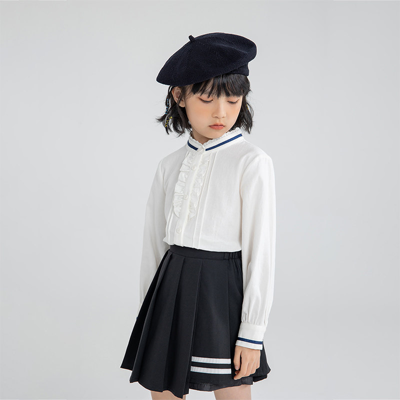 茵曼童装女童2022新款长袖打底衬衫 茵曼童装衬衫
