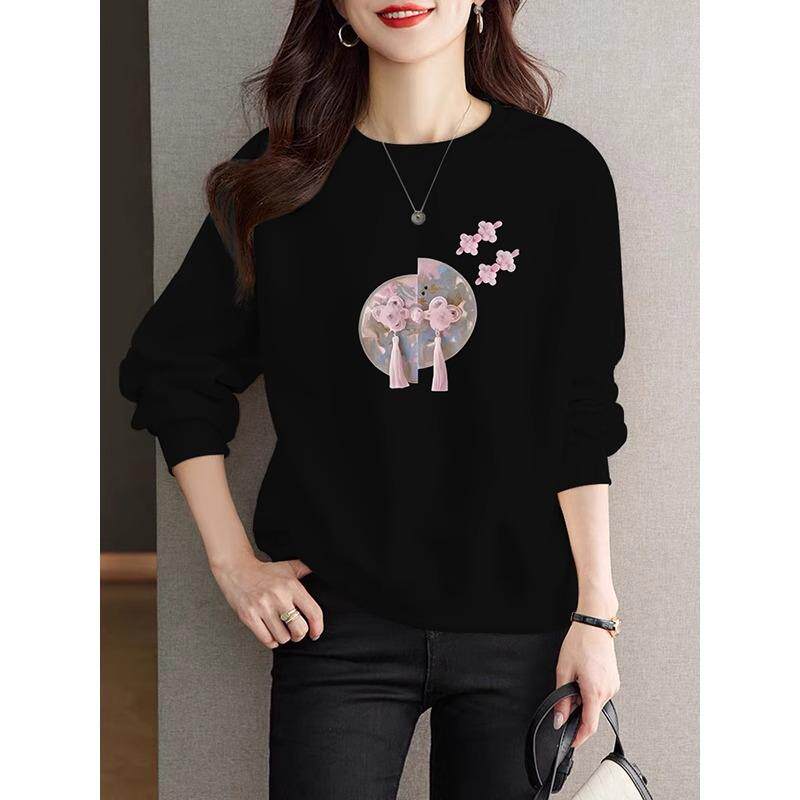 正品质量即墨纯棉卫衣女洋气国风休闲宽松外套加绒加厚圆领上衣潮,淘宝优惠券,粉丝福利购,淘宝优惠卷