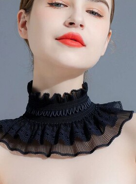 花边新款围脖高领脖套头假领子女