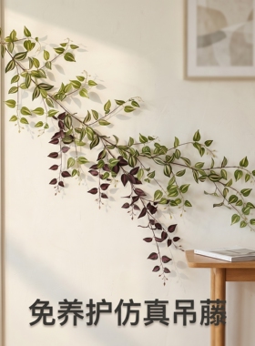 仿真常春藤条假花装饰绿叶假树叶塑料花藤蔓植物管道户外造景叶子