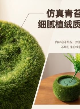 仿真苔藓球花器桌面阳台摆件