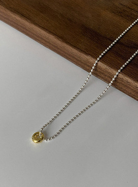 冷淡风圆形金属吊坠项链女韩国复古个性简约百搭气质颈链锁骨链