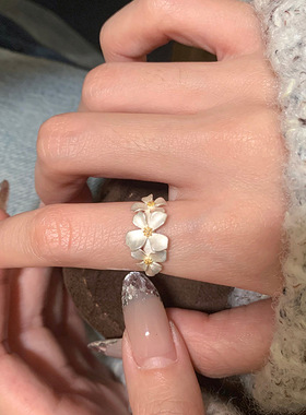 韩系栀子花戒指时尚简约优雅百搭食指戒轻奢高级感小众气质手饰女