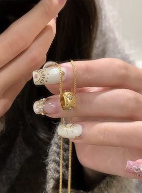 金色转运珠锆石星芒耳钉耳环项链女复古轻奢时尚潮流百搭锁骨链