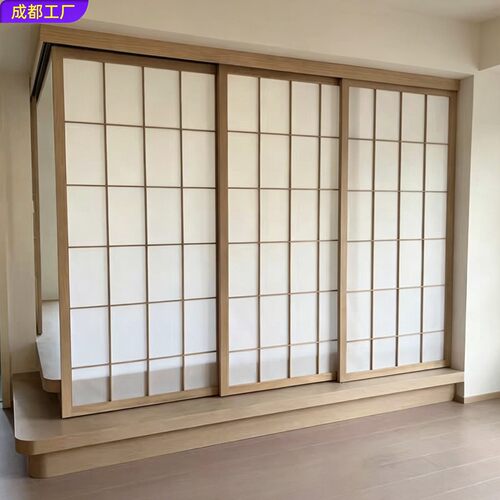 平移推拉门定制禅室隔断三联动移门客厅隔断门吊轨格子门雪见门窗 - 图2