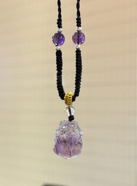 天然紫水晶项链貔貅编绳女款时尚百搭饰品国风女锁骨链颈链