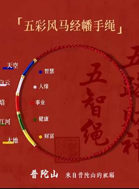 手链 普陀山文雅集好运经幡编绳马年好运藏式五彩手绳红绳