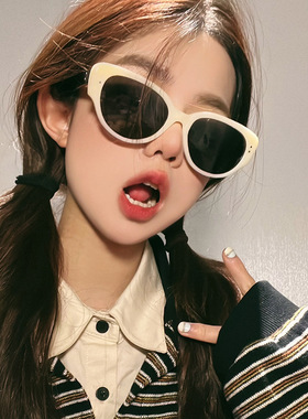 韩版猫眼高级感复古防紫外线太阳眼镜网红女素颜偏光墨镜2024新款