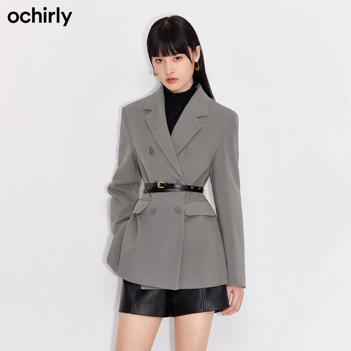 ochirly欧时力新款春装配皮革腰带 ochirly西装