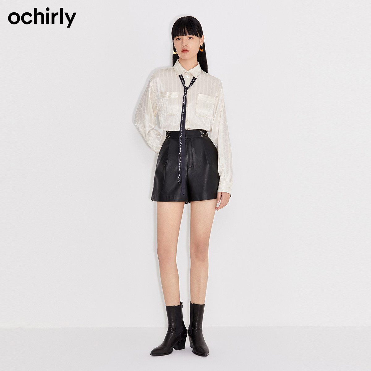 直降欧时力2021新款冬装松紧女短裤 ochirly休闲裤