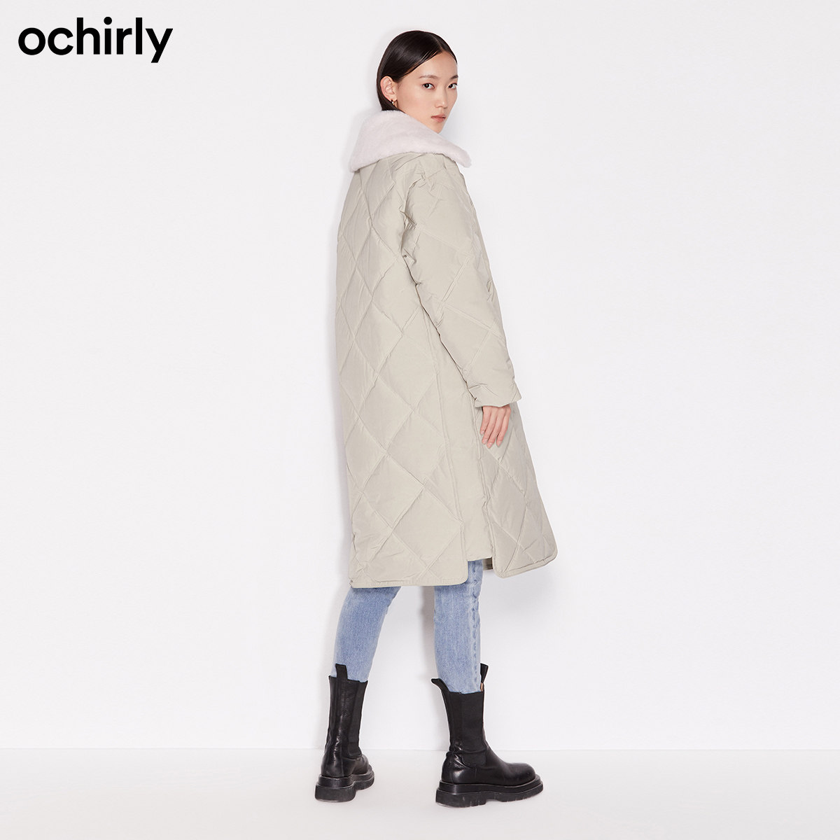 【3件8折】欧时力新款配毛领羽绒服 ochirly羽绒服