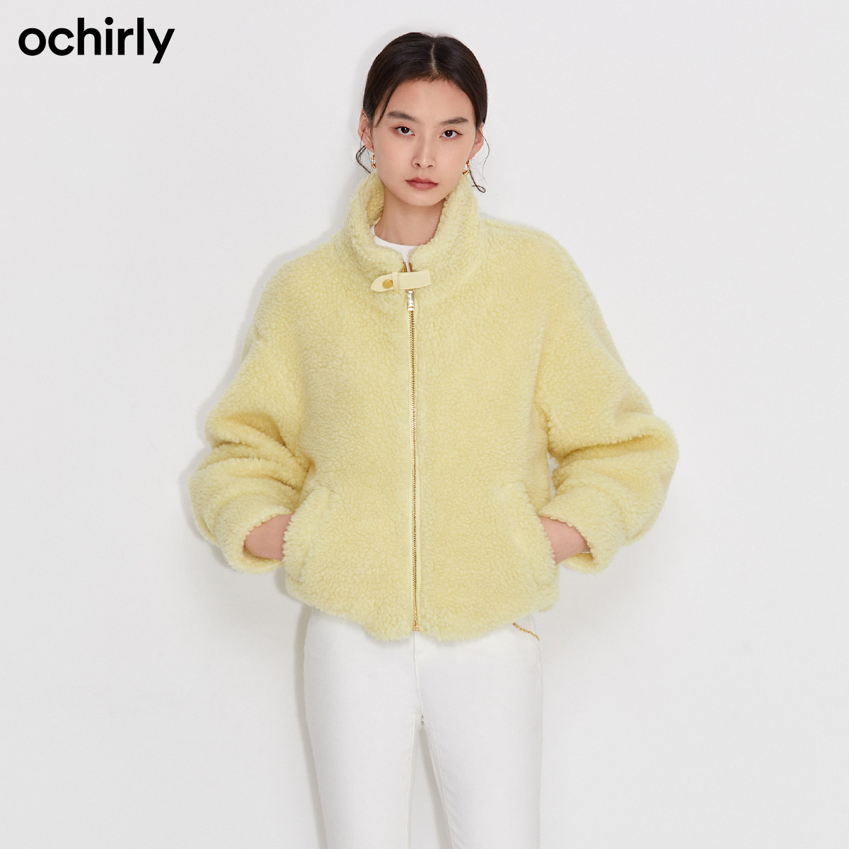 2件9折欧时力2022新款春装羊毛字母 ochirly短外套