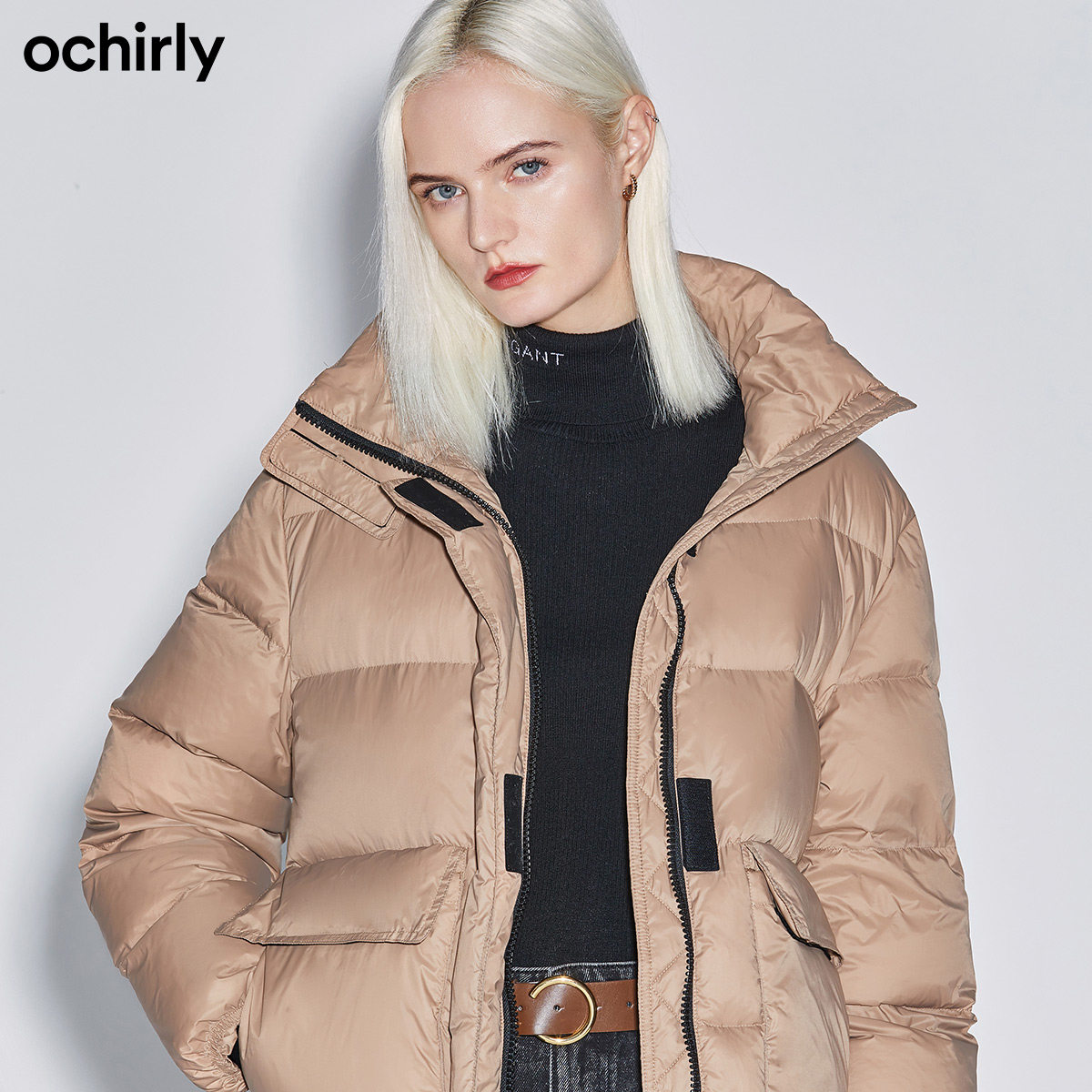 【3件8折】欧时力秋冬新品立领宽松 ochirly羽绒服