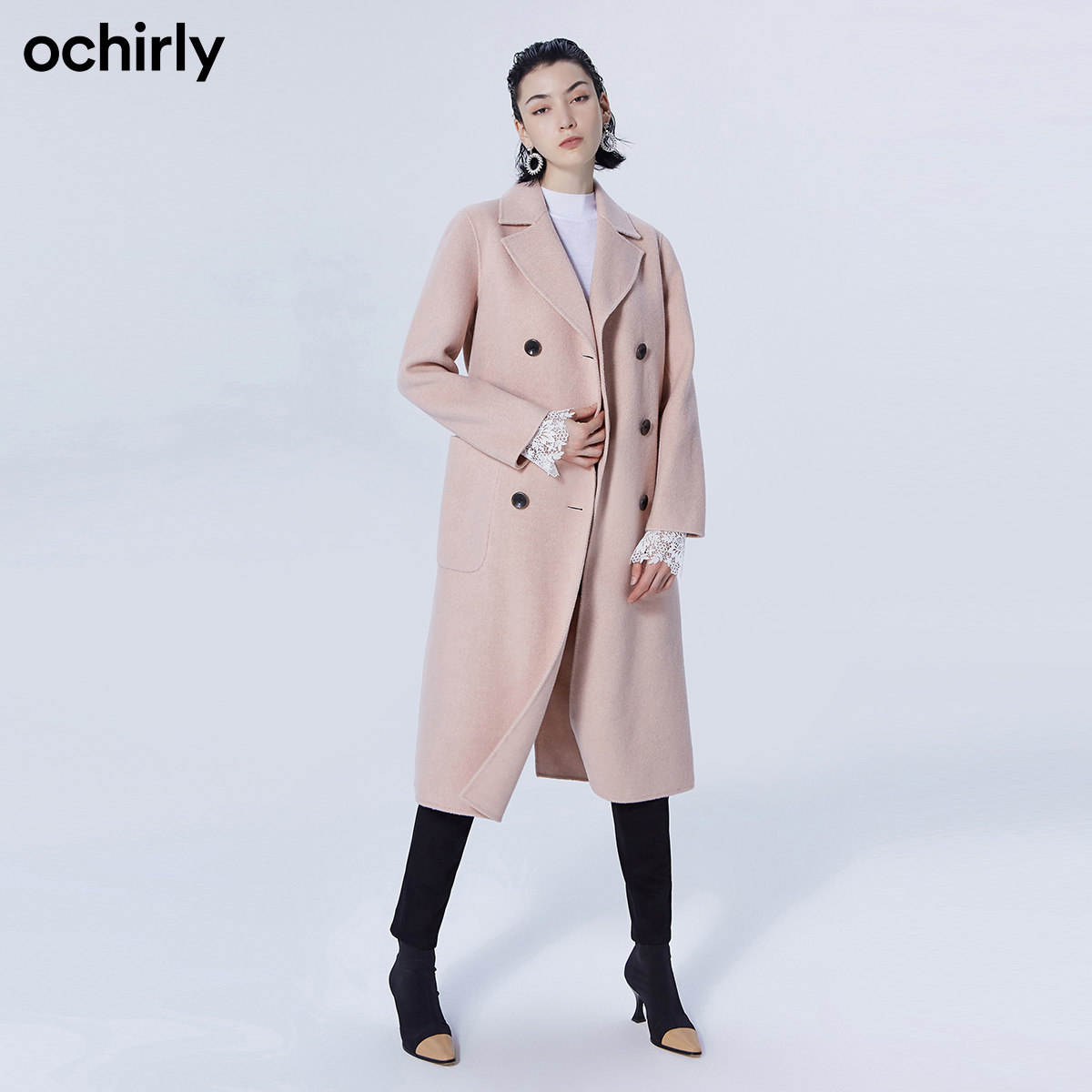 2件9折欧时力新款冬装赫本风女大衣 ochirly毛呢外套
